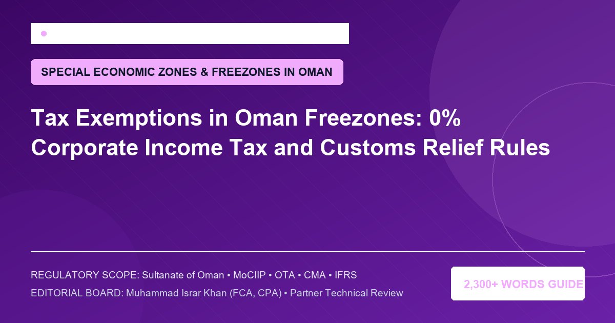 Tax Exemptions in Oman Freezones: 0% Corporate Income Tax and Customs Relief Rules - Muscat Auditing & Accounting Services Oman